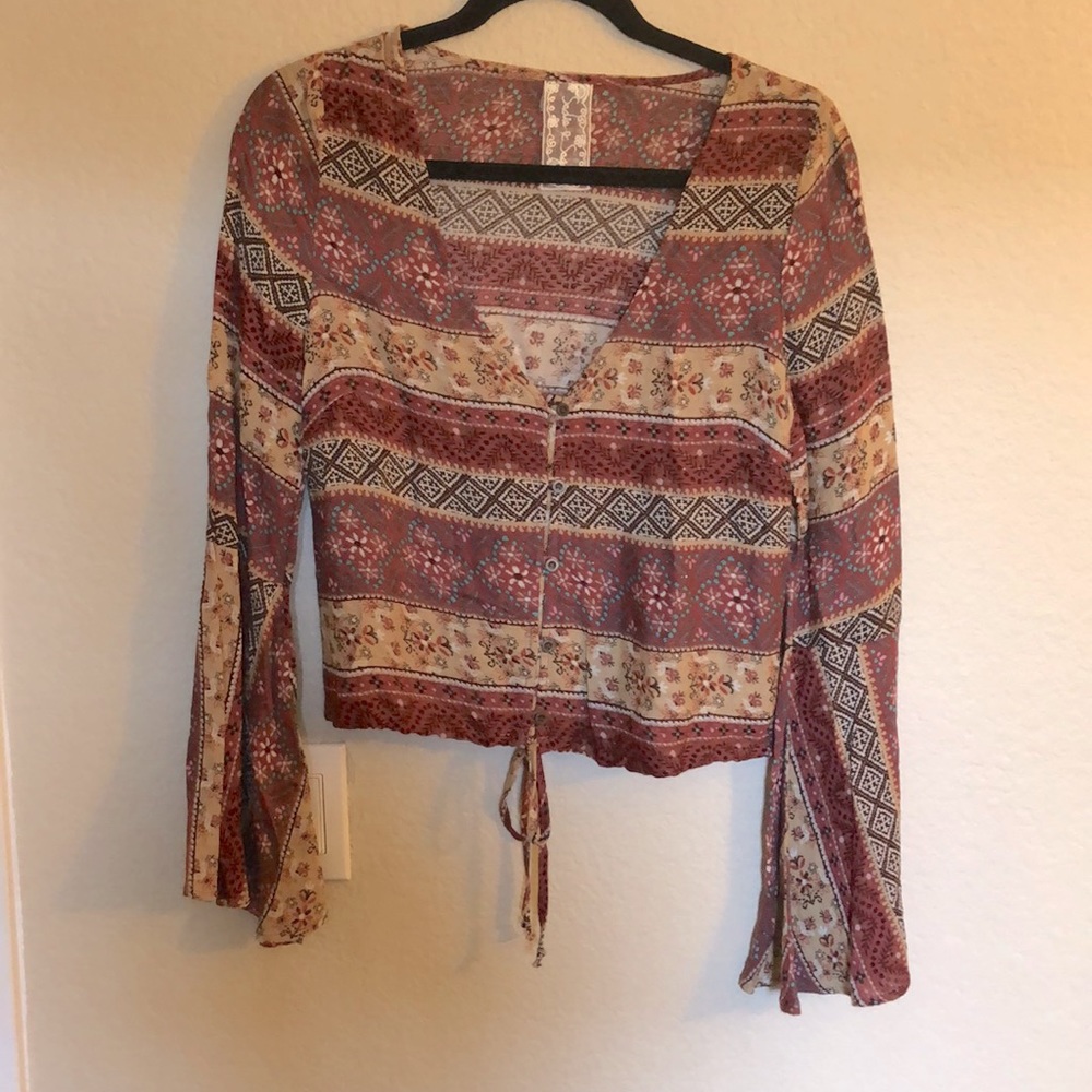 Bohemian Bell Sleeve Crop Top